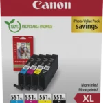 Canon Cli 551 Xl Schwarz Cyan Magenta Gelb Value Pack 10X15 Cm Fotopapier 50 Blatt