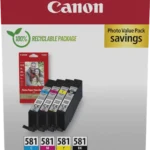 Canon Cli 581 Schwarz Cyan Magenta Gelb Value Pack 10X15 Cm Fotopapier 50 Blatt