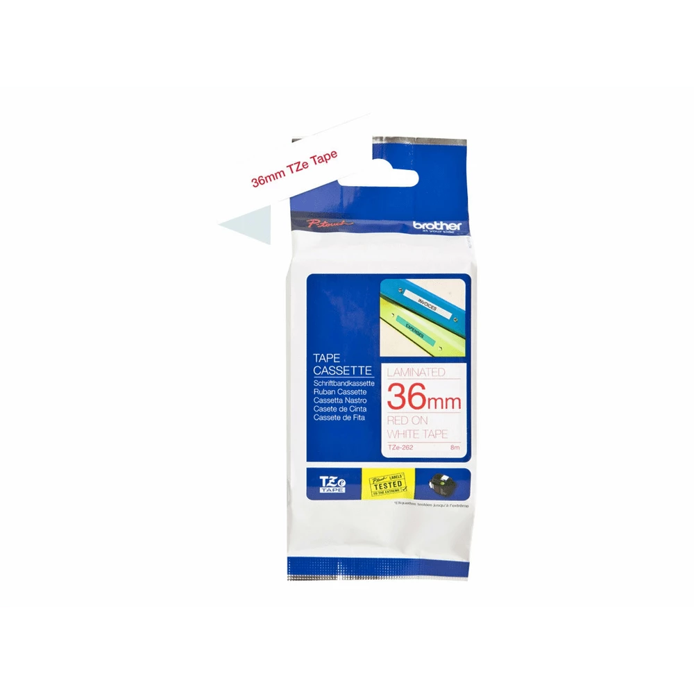 fbbr-tz262o-6275566d6e576615c77627fdf214f742-191053-1-7da54b3690f9c6a44fb18328d497540f Brother Tze 262 Rot Auf Weiss Rolle 36 Cm X 8 M 1 Kassetten Laminiertes Band - Image 1