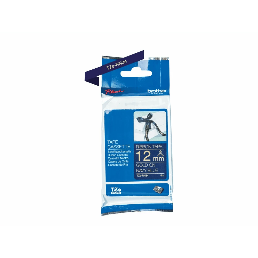 fbbr-tzern34o-a1864bc570c5b9d640ad55fdd70e37c0-190090-1-4ab0687456c34f558676af4b1c2564de-1 Brother Tze Rn34 Gold Auf Marineblau Rolle 12 Cm X 4 M - Image 1