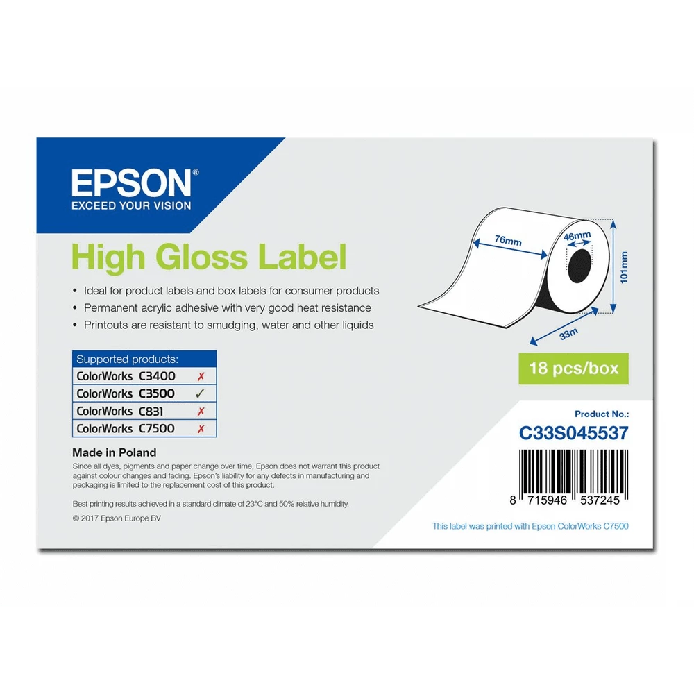 paep-s045537-87dba0196b27363f059acc90fe7cf362-190170-1-fc0cf441894df6acae293736b9ae68df Epson High Gloss Label 76Mmx33M - Image 1